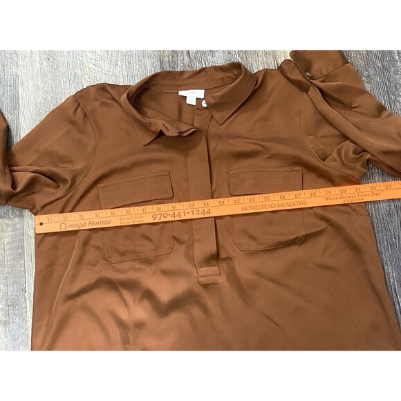 J Jill Soft Luxe Utility Popover Modal Brown Women's Medium - Picture 8 of 9